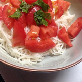 自家製トマトと大葉の素麺(*^^*)☆